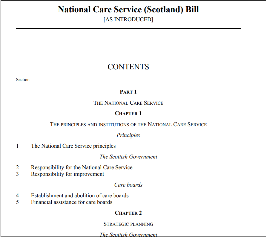 The National Care Service Bill as introduced